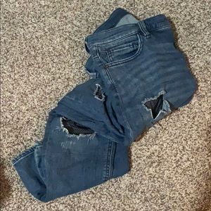 Free People denim with fishnet accents